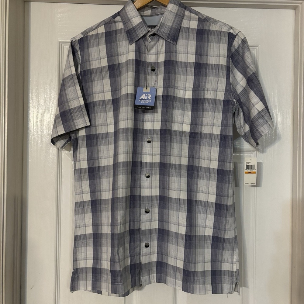 Van Heusen AIR Cooling Zone Shirt Men Small Classic Fit Short Sleeve New w Tags